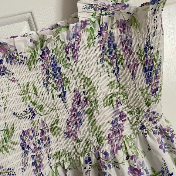 Hill House Home The Ellie Nap Dress Wisteria Large EUC White Floral Smocked - Picture 5 of 12